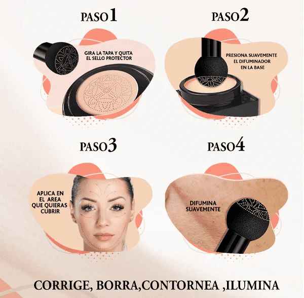 Base cushion CREAM PROFESIONAL con esponja aplicadora